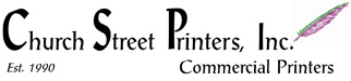 This is the logo for Church Street Printers, Inc., which is located in Northport, NY